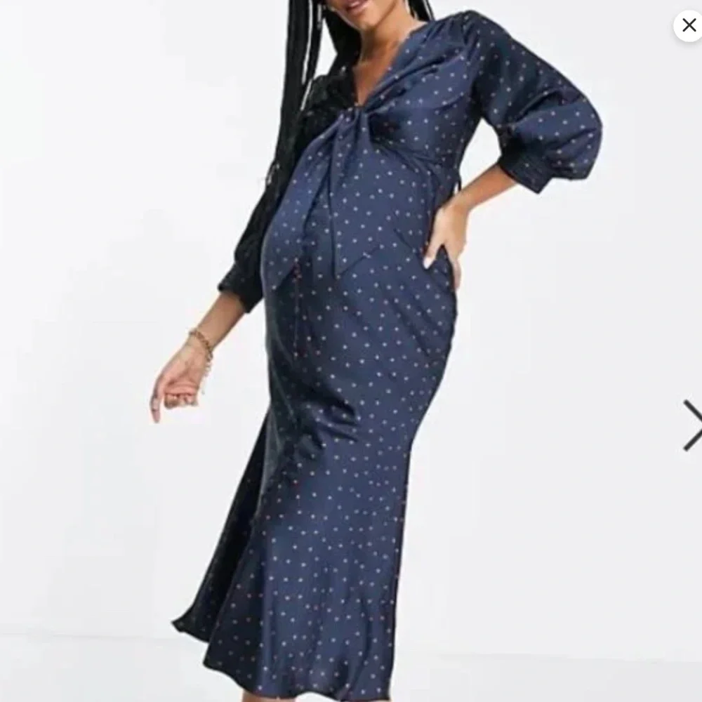 ASOS Design Maternity Tie Front Midi Dress with Button Detail Size 16 - Picture 1 of 16